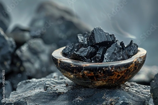 Obraz Shilajit Resin Ancient Ayurvedic Medicine Sourced from the Rocks of the Himalayas