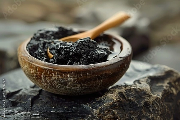 Obraz Shilajit Resin Ancient Ayurvedic Medicine Sourced from the Rocks of the Himalayas