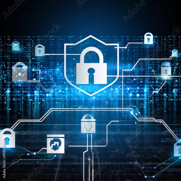 Obraz Advanced Cybersecurity Concept with AI and Encryption