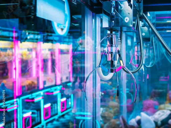 Fototapeta Claw machine Game Arcade Entertainment centre colorful background