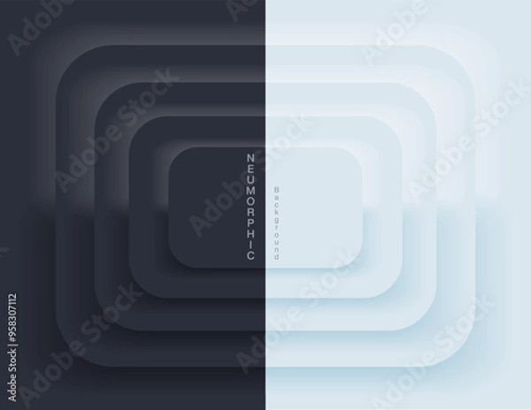 Obraz Neumorphic Backgrounds and Backdrops white tone oval pattern Layered, minimal style background, technology illustration, modern and business, template and banner composition for products.