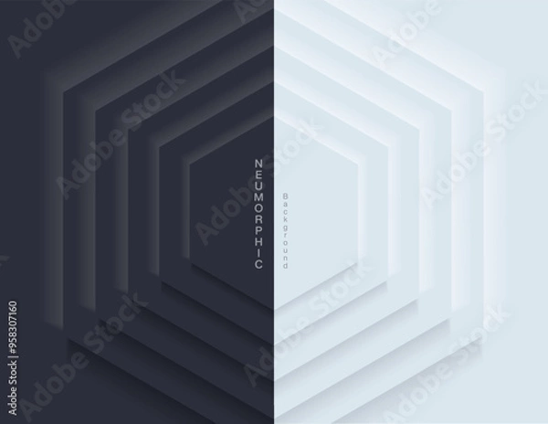 Obraz Neumorphic Backgrounds and Backdrops white tone oval pattern Layered, minimal style background, technology illustration, modern and business, template and banner composition for products.