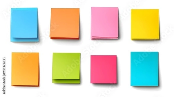 Fototapeta Colorful Blank Sticky Notes Isolated on White Background