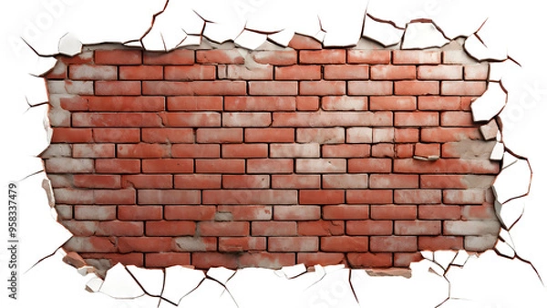 Obraz broken brick wall with hole transparent background