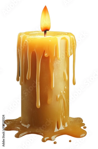 Fototapeta 3D Realistic Halloween Candle with Dripping Wax on White or Transparent Background Suitable for Halloween and Holiday Art