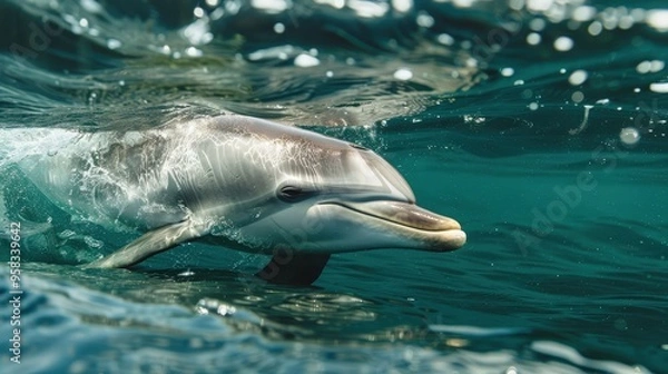 Fototapeta Marine mammals, such as dolphins and whales, are key indicators of ocean health.