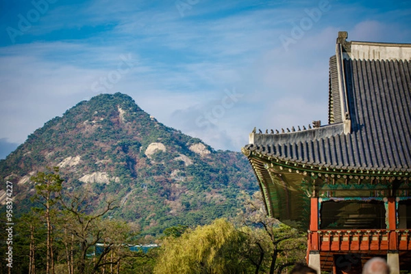 Obraz Gyeongbokgung Palace is the palace of Joseon Dynasty. Roof. South Korea. Seoul . Architecture of Korea