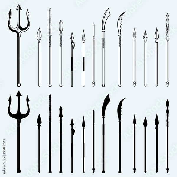 Fototapeta Set spear. Isolated on blue background