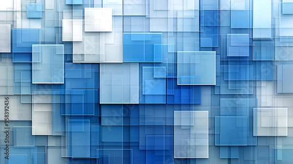 Obraz Abstract blue squares layered in various shades creating a visually striking composition