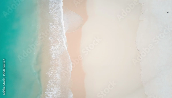 Fototapeta Top down view of a beach coastline.