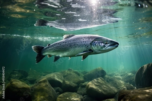 Fototapeta Salmon outdoors animal nature.