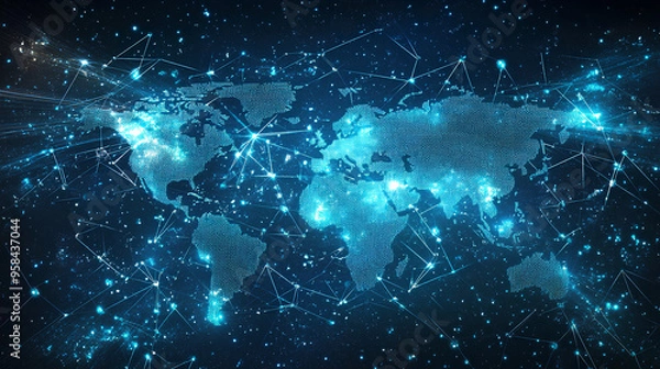 Fototapeta World map with technology background. Best Internet Concept of global business.