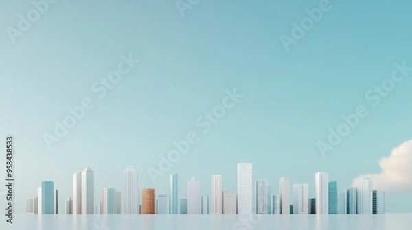 Fototapeta Urban Evolution, a visual narrative showcasing the transformation of city skylines, highlighting environmental perceptions and significant changes in a minimalist, clean setting.