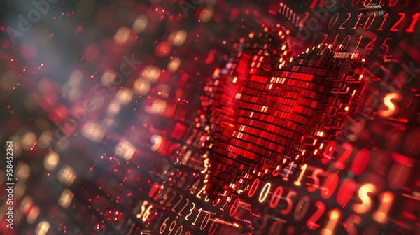 Fototapeta 3d rendering of digital love concept, online dating algorithms matching, futuristic relationships, future digital metaverse virtual world codes reality ai