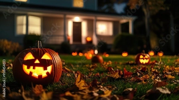 Obraz pumpkin on the lawn