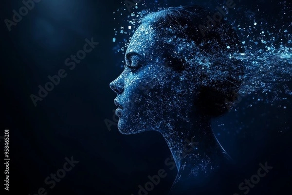 Obraz Stock-Generated Cyborg Man Head