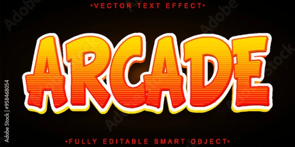 Fototapeta Colorful Shiny Retro Arcade Vector Fully Editable Smart Object Text Effect