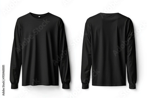 Fototapeta Black long sleeve tshirt mockup isolated created with Generative AI
