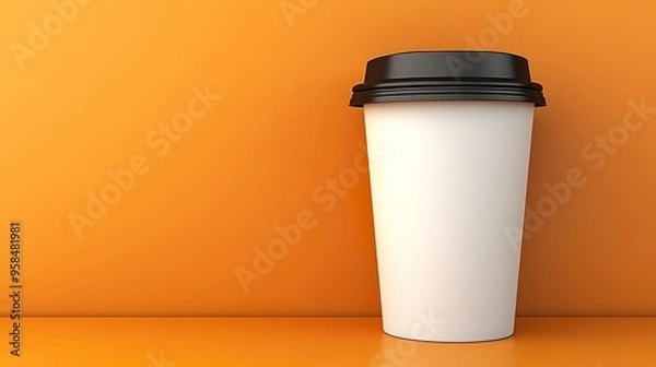 Fototapeta Maqueta de un vaso ecológico con espacio para texto.