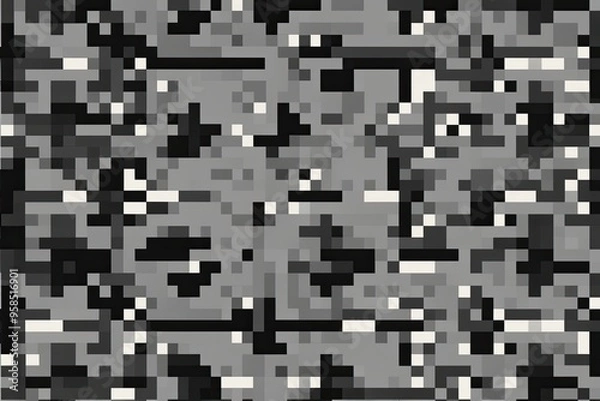 Fototapeta Grayscale Pixel Diamond Geometric Design for Contemporary Digital Backdrops