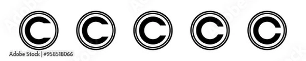 Fototapeta Copyright symbol shape. icon set. protection C mark vector icons in blue color style