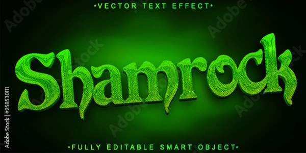 Fototapeta Green Shamrock Vector Fully Editable Smart Object Text Effect
