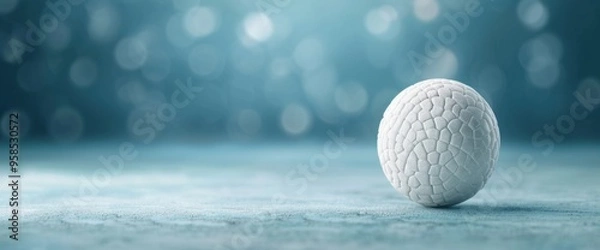 Obraz A white ball is sitting on a blue surface