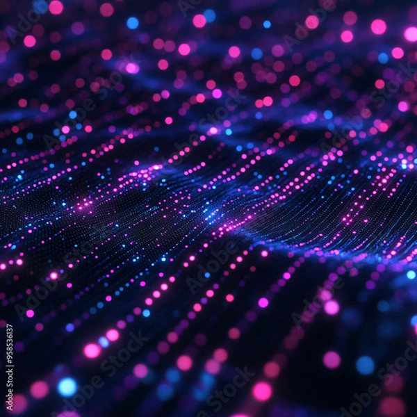 Fototapeta High-tech digital mesh with bright neon lights.High-tech digital mesh with bright neon lights.