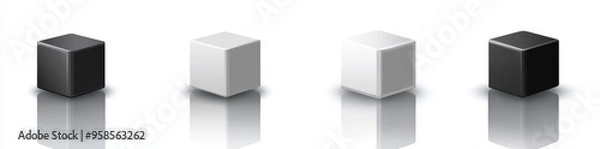 Fototapeta A set of 3D boxes in various styles for web and apps.