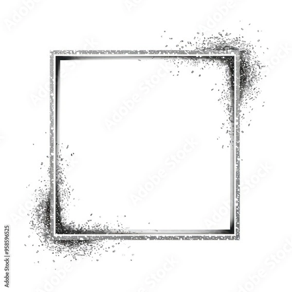 Fototapeta Frame glitter square backgrounds shape white background.