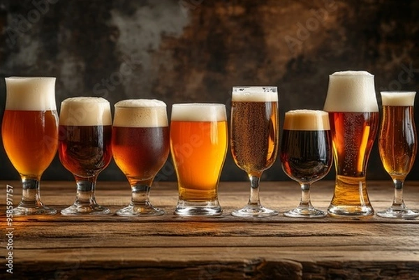 Fototapeta Set of beer mugs of different types