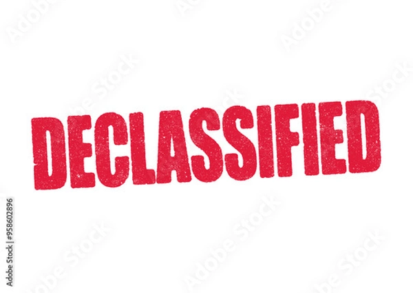 Obraz Vector illustration of the word Declassified in red ink stamp