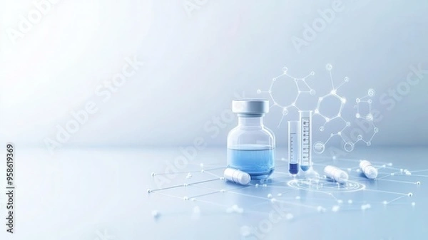 Obraz Visualization of a biopharma company s workflow from lab to clinic, future of drug development