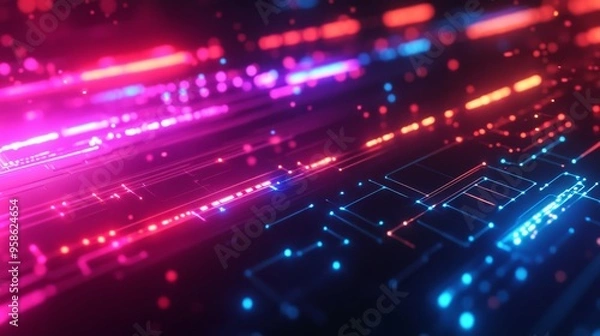 Fototapeta Neon Circuitry.