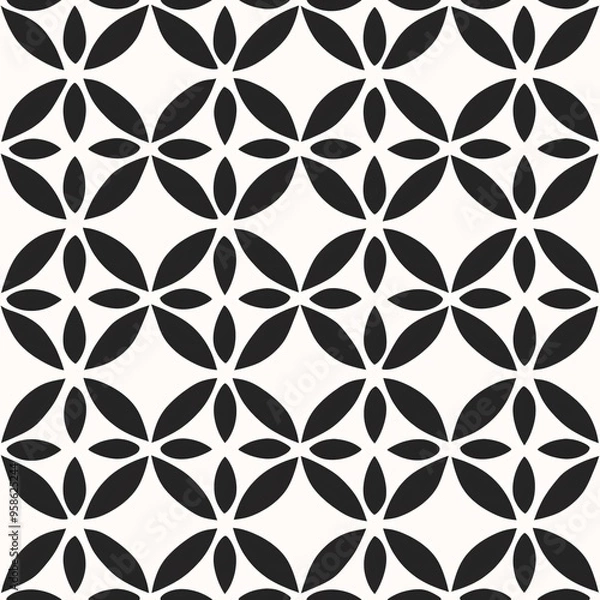 Fototapeta Geometric Bloom: A Bold Monochrome Pattern 