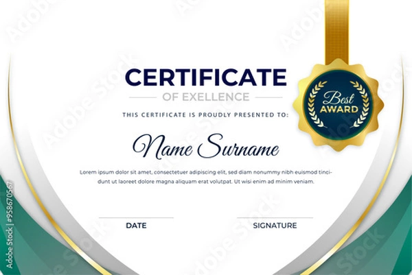 Obraz Vector modern employee of the month excellence certificate	