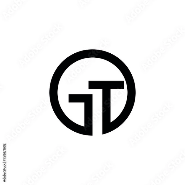 Fototapeta G T letter vector icon for initials template