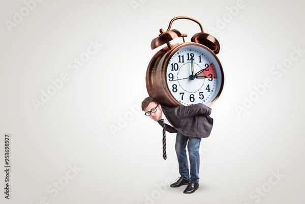 Obraz Man Struggling with Daylight Saving Time Change