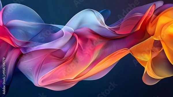 Fototapeta Mesmerizing Abstract Flowing Shapes in Vibrant Colorful Digital Art