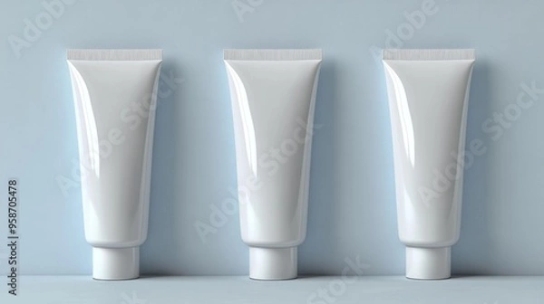 Obraz Minimalist White Tubes on a Soft Background Generative AI