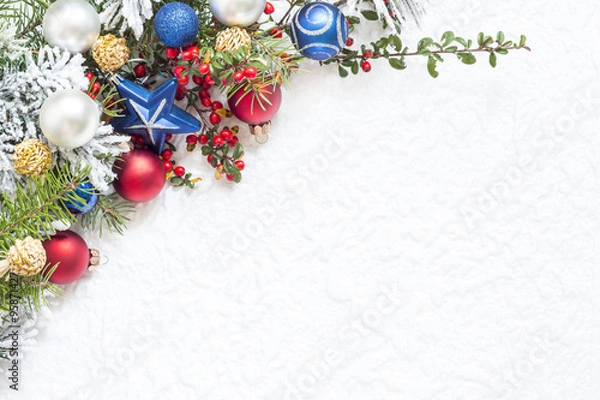 Obraz Świąteczna dekoracja na białej teksturze