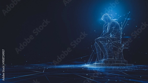 Obraz Digital business thinking man, technology and global network and connectivity Digital Concept Render 