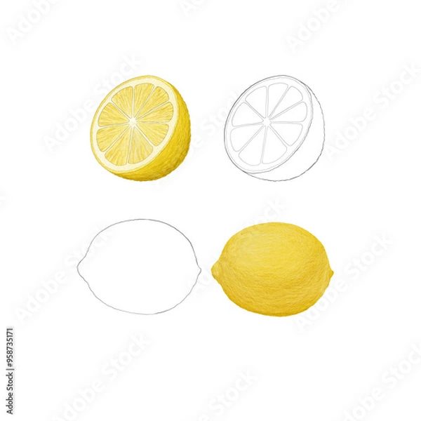 Fototapeta Lemon drawn vector