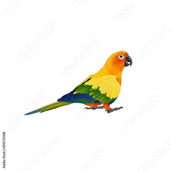 Obraz red and yellow macaw drawn vector