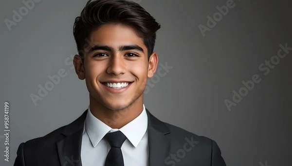 Fototapeta Portrait of a Young Man in a Suit Smiling