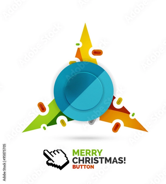 Obraz Christmas internet button on white background with reflection. Holiday icon concept