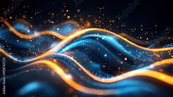 Fototapeta Abstract wave particle technology background