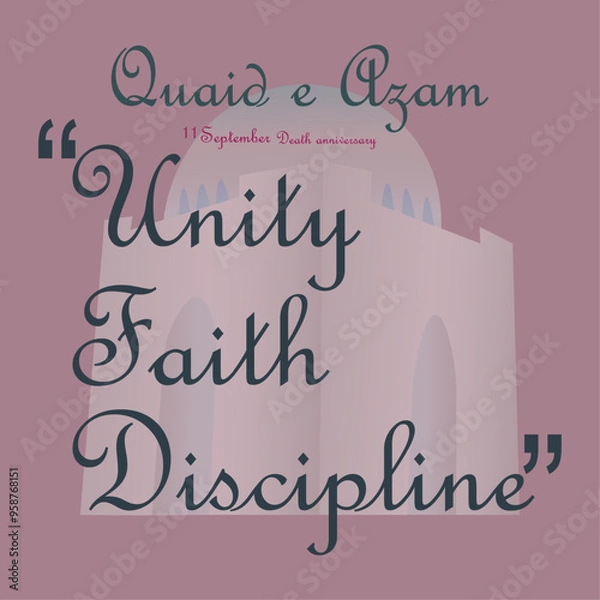 Obraz Death anniversary, 11 September 1948, Quaid e Azam means in English (great leader), founder of Pakistan, tomb, social media post, banner, flyer, vector file, 