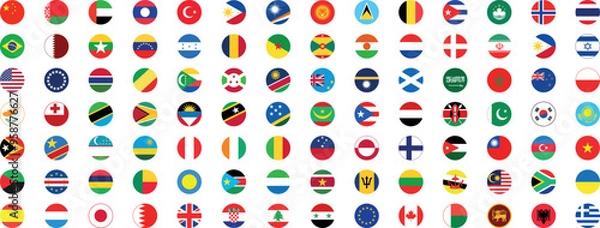 Obraz National flags in circle shape. National flags set. World flags. Flags of countries