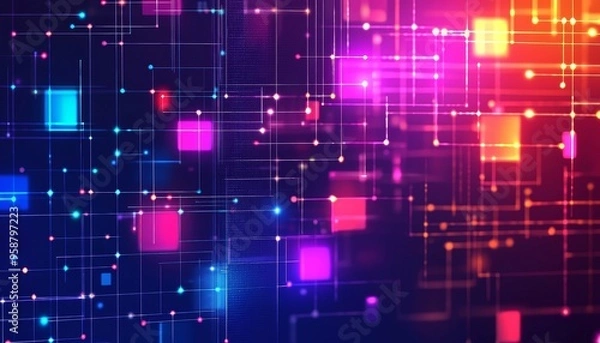 Fototapeta Abstract grids, seamless pattern, sleek aesthetic, flat design illustration